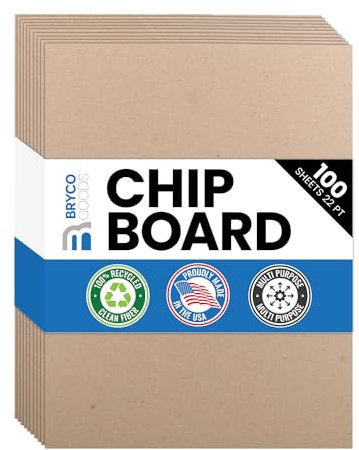 Bryco Goods Chipboard Sheets 8.5 x 11 - 100 Brown Kraft Sheets for Crafts