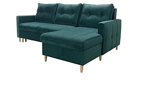 All4All Ecksofa Candy,Sofa, Wohnlandschaft, Couch,Eckcouch,Couch,Sofaeck,Polstersofa,Schlafsofa mit Schlaffunktion Bettkasten, Möbel,Seite Links und Rechts 26 (Rechts)