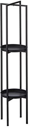 Metall Standregal rund mit 2 Ablagen in schwarz - ca. 100 x 26 cm - Badregal Blumen Regal Stehregal Badezimmer Regal