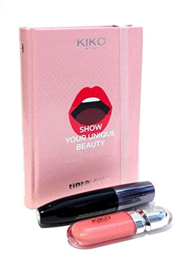 Schultagebuch Kiko Milano Rosa Live Life in der Farbe, einfarbig mit Mascara und glänzendem Lippen Glitzer Datum 2021/2022 F.to 18 x 13 cm
