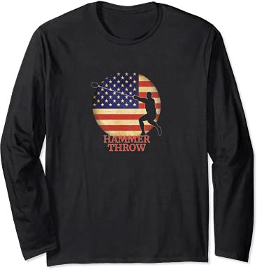 Track and Field USA Team Thrower American Flag Hammer Throw Long Sleeve T-Shirt