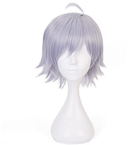 Graue Perücke für Cosplay und Anime-Kostüme, kurze und gerade Perücken für Männer oder Jugendliche, Halloween-Familienparty