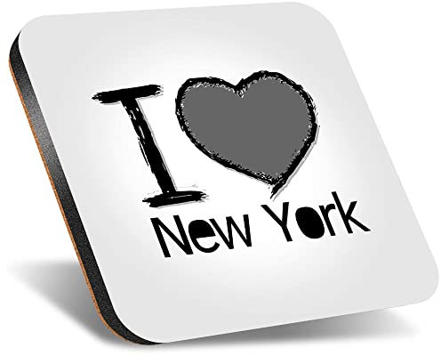 DV DESIGN 1 x Eco Square 12cm Coaster - BW - I Love New York NYC America USA Drink Cup Mug Glass Table Protection Mat #40746