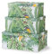 Soul & Lane Decorative Storage Cardboard Boxes with Lids | Tropical Breeze - Set of 3 | Green Jungle Leaves Paperboard Nesting Boxes