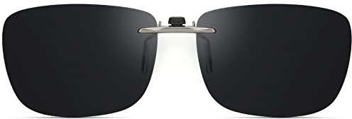 CAXMAN Polarized Clip On Sunglasses for Prescription Glasses Men & Women w/Category 4 Super Dark Lens Compact Fit Non Flip Up Large Size