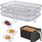 Air Fryer Rack Compatible for Ninja Air Fryer, 3 Stackable Dehydrator Racks Stainless Steel Air Fryer Basket Tray Air Fryer Accessories Dishwasher Safe for Oven Microwave Baking Roasting(Rectangle)