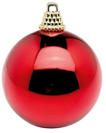 Deco Woerner Glänzende, weinrote Weihnachtskugeln aus Plastik, 10 cm Ø - 6 Stück
