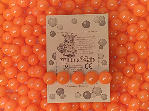 100 Bio-Kunststoff Bällebad Bälle aus nachwachsenden Zuckerrohr - Rohstoffen, 6cm Ø, Kindergarten und Gewerbequalität-BB02 (Orange Or)