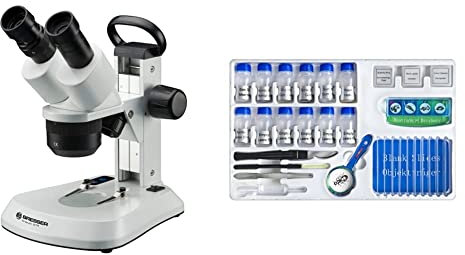 Bresser Mikroskop Analyth STR 10x-40x Stereo Auflicht- und Durchlicht Mikroskop & Junior Experimentier-Set mit Objektgläsern, Lupe, Mikroskopierbesteck, Garnelenbrutanlage und verschiedenen Präparaten