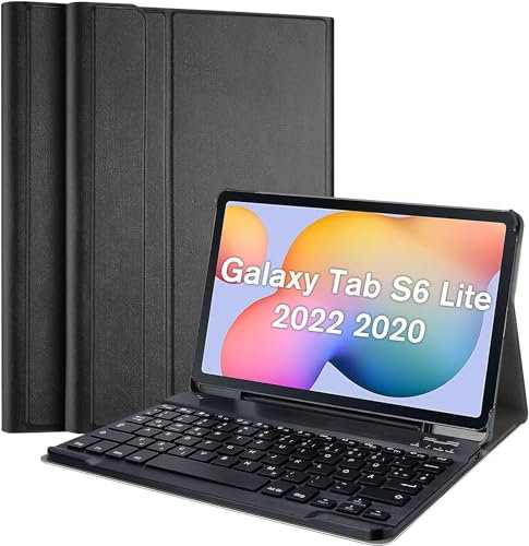 typecase Funda de teclado para Samsung Galaxy Tab S6 Lite de 10.4 pulgadas modelo 2022/2020 (SM-P610/P613/P615/P619), funda delgada con soporte seguro para bolígrafo S, teclado Bluetooth inalámbrico