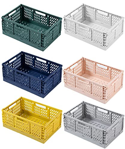 Boîte Pliante Caisse Pliante Paniers de Rangement Pliable Portable Caisses de Rangement Coloré Caisse de Rangement Convient pour Cuisine,Salle de Bain,Bureau,Chambre (43×29×17cm, 6Pack)