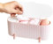 skytowards Wattepadspender Wattestäbchen Aufbewahrung 3 Fächer Wattepadbehälter Wattestäbchen Spender Wattepad Behälter Rosa Wattestäbchenspender mit Deckel Q Tip Spender für Badezimmer Schminktisch