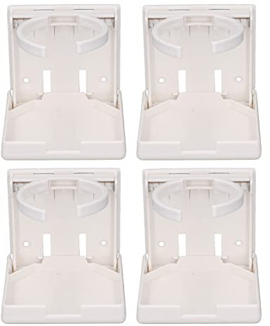 4 soportes ajustables para bebidas ,ahorro de espacio ,colocación vertical ,resistente a los arañazos ,plástico ABS ,montaje en pared ,portavasos plegable para camiones ,coches ,barcos (blanco)