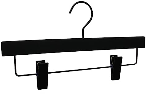 GERSO Premium Hosenbügel Holz Schwarz 10er Pack – Antirutsch-Beschichtung & verstellbare Clips – stabile Kleiderbügel für Hosen, Röcke & Jeans – platzsparend & elegant, 36 cm