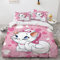 GYORI KinderBettwäsche Set Marie,Rosa Bettbezug135x200 cm,Kids Bettwäsche Kissenbezug 80 x 80 cm,matratzenschoner Cat,deko Zimmer mädchen pink (C,135x200+80x80cm)