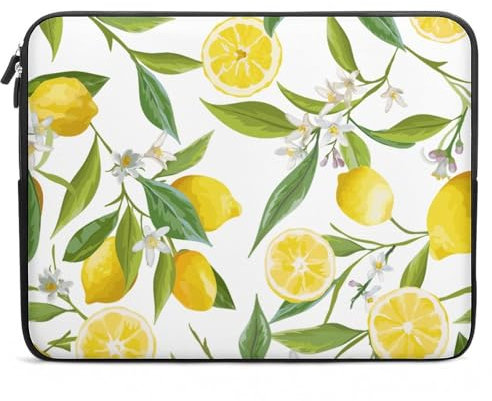 Housse portable pour ordinateur portable 10, motif fleur et feuille de citron, pour ordinateurs portables ou tablettes