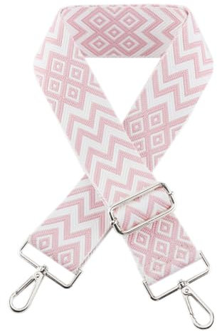 Whakano Schultergurt Taschengurt Verstellbarer Breit 5CM,Längenverstellbarer 75-135cm Schulterriemen,Taschengurte zum Wechseln,Zubehör für Tragetaschen Handtaschen Crossbody,Silberne Schnalle,Rosa