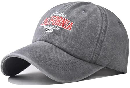 FVKTHNVS Dad Cap Unisex Herren Baseball Cap 5-Panel Design Baumwolle Cap California 1977 Stickerei, grau, 58