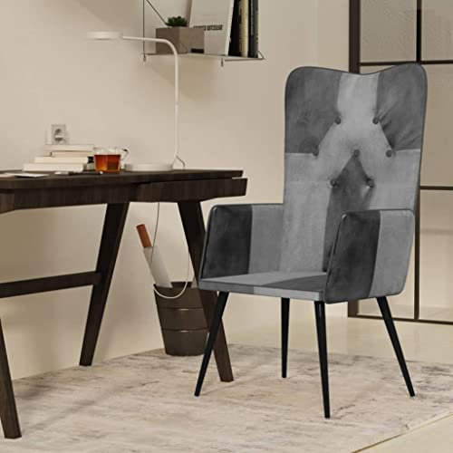 Kangmusi Ohrensessel Grau Echtleder, Grau 339661