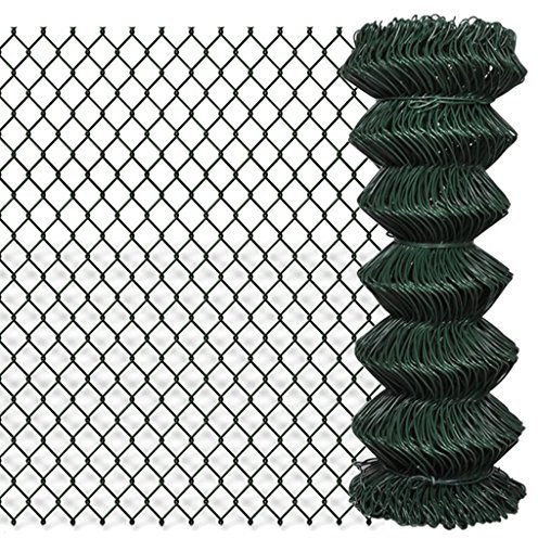 Homgoday Maschendrahtzaun aus Stahl, 1 x 25 m, Grün, Tor für Außenzaun, Gartentor, Zauntür für Cortilev