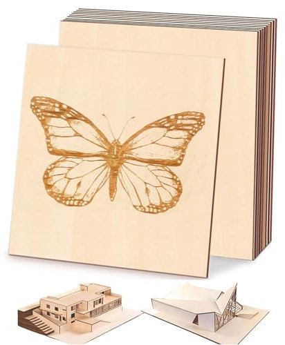 10 Stück Bastelholz Holzplatte,Sperrholzplatten,200 x 200 x 1,5 mm,Holzplatten Hobby,Holz Sperrholz Platte,Lindenholz,Holzplatten zum Basteln,für Laserprojekte,DIY Modell,Gemälde,Kunst und Handwerk