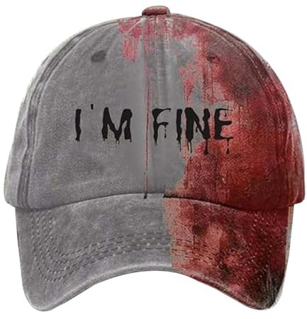 KAREN66 Blutige Kappe Im Fine Baseball Cap Halloween Unisex Vintage Kappe Herren Damen Verstellbar Bloody Basecap Lustiger Hut Zombie Kostüm (H)