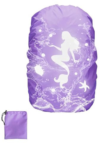 KGDUYC Funda Lluvia Mochila, Protector Mochila con Reflectante, Funda Impermeable Mochila,Funda Lluvia para Mochilas Escolares niño para Senderismo Camping en Bicicleta,30-40L,Púrpura