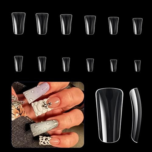 504x Curved Nails Tips Duck Nails Tips Press On Nails Tips Half Covers False Nails Clear Nails Tips For Nails Extensions