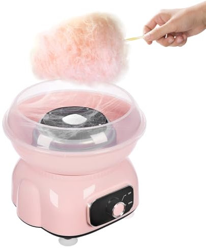 Machine à barbe à papa avec accessoires rétro Cotton Candy Machine 500 W Machine à barbe à papa pour la maison pour sucre blanc, sucre coloré, sucre en dés, rose