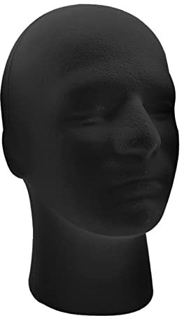 WWHJR Schaufensterpuppe für Kopf, Ständer, Modell, Schaumstoff, schwarz, männliche Perücken, Schaufensterpuppe für Kopf für Hut, Brille