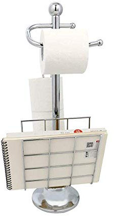 Free standing Chrome Metal Toilet Paper Holder Stand with Magazine Rack for Bathroom and Living Room Multi function Roll Holder Rack
