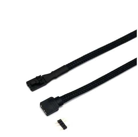 ChunLK Lüfter/Hub/Beleuchtungsknoten/RGB-ARGB-Adapterkabel, ummantelter 3-poliger/4-poliger Lüfter auf 5 V 3-poliges RGB-Kabel, 50 cm(No Sleeve,4p M to RGB)