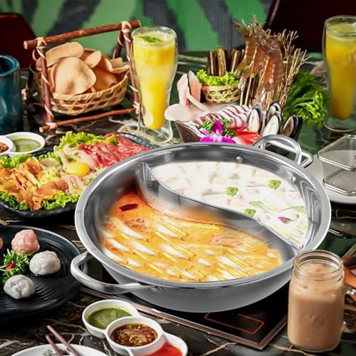 Enjoy Delicious Meals Faitout à deux compartiments en acier inoxydable compatible avec cuisinière à gaz (B)