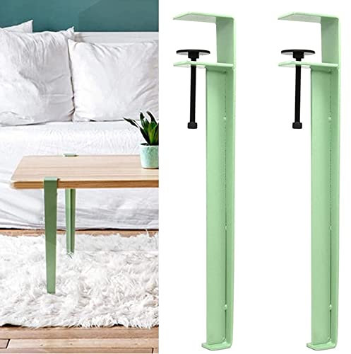 Adjustable F Shape Iron Table Legs with Table Clamp Set of 2 Removable and DIY Metal Furniture Legs for Coffee Table Bench Furniture Console No Punching Design 40cm Green