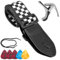 Gitarrengurt,Jacquard-Gitarrengurt Schwarz-weiß kariert,Karierter Gitarrengurts,Verdickt Gitarrengurte mit Leder Enden für Bass,elektrisch,akustisch,kommen mit 1 Gitarren-Tonhöhe-Clip und 5 Plektren
