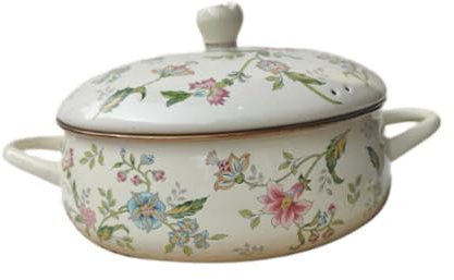 Baoblaze Emaille-Kochtopf, Schongarer, hitzebeständig, Retro-Küchen-Suppentopf, runder Topf für Herde, Gasherde, Herd