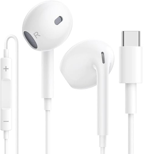 Auriculares USB C, Phone 15 16 Auriculares con Cable Tipo C, In Ear USB C Cascos HiFi con Micrófono Control de Volumen Compatible con Samsung Galaxy S21 S22 S23/Ultra Note 10/20,Google Pixel