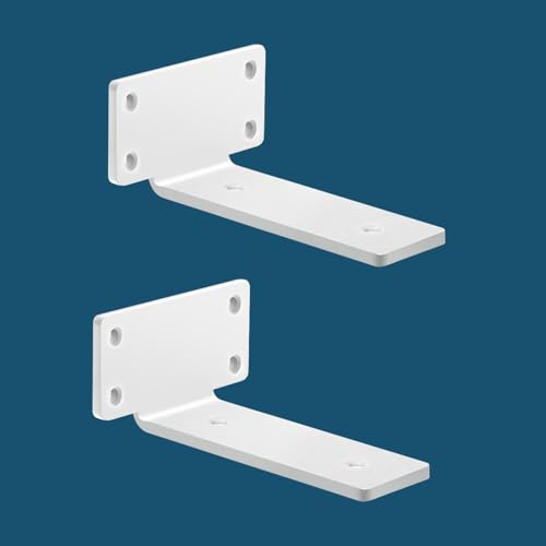 MLOQI Lot de 2 Equerre Etagere Murale, Supports Pour étagères Lourdes Industrielles, Equerre Charge Lourde, Supports en L, 5 mm d'épaisseur avec Vis (Blanc 15 cm)