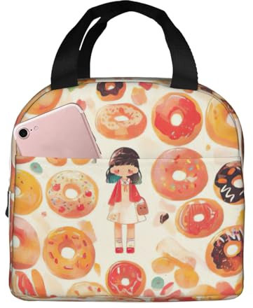 LEVNDIEJ Lunchtasche mit Donut-Aufdruck, für Damen und Herren, wiederverwendbare Lunchbox, isolierte Lunchtasche für Arbeit, Reisen, Outdoor
