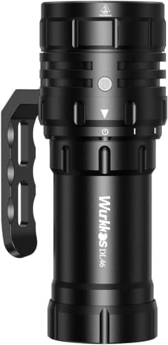 Wurkkos Tauchlampe – 20000 Lumen Taschenlampe Wasserdicht Tauchen | 6500K Reichweite Tauchen,608 Meter Taschenlampe,USB-C-Ladeanschluss,6* XHP50B Unterwasser Super Hell Tauchlampe
