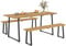 Outsunny Sitzgruppe 3-teilig Holz Essgruppe für 6 Personen Esstisch mit 2 Bänke Schirmloch Esszimmergruppe mit Holztisch Küchentisch-Set Balkonmöbel Gartenmöbel für Terrasse, Balkon Naturholz