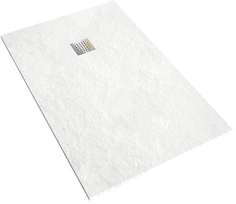 Nebadoon | Plato de Ducha Napoles 70x100 cm - Blanco RAL 9003 - Plato Ducha Resina Antideslizante C3 - Resistente y Aligerado - Capa de Gel Coat Antibacteriano - Incluye Rejilla Acero y Válvula
