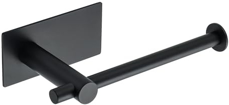 Mooche Black Toilet Roll Holder Wall Mounted, Self Adhesive Toilet Paper Holder, SUS304 Stainless Steel No Drill Toilet Roll Holders,16.8CM Suitable for Kitchen, Bathroom, Toilet, Living Room Matt