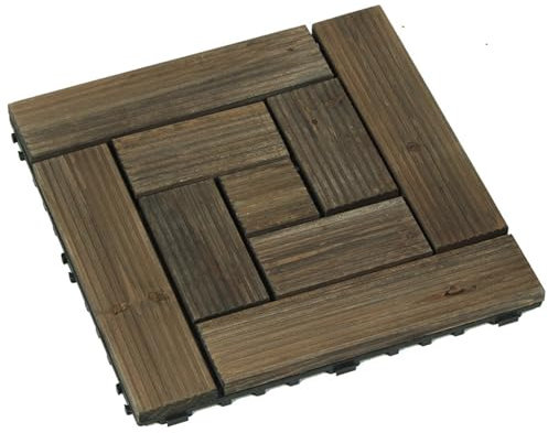 Piastrelle per Giardino Da Esterno Effetto Pietra, Mattoni per Esterno Giardino, Pavimento Pvc per Esterni con Incastro Sistema e Drenaggio D 11pcs