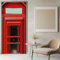 3D Türaufkleber Moderne Telefonzelle 90x200 cm Rot Türtapete Wandbild Selbstklebend PVC Wasserdicht Abnehmbar Türfolie TürPoster Fototapete für Wohnzimmer Schlafzimmer