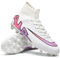 JXpxbao Fußballschuhe Herren High Top Spike Microfaser Cleats Professionelle Fussballschuhe Jugendliche Athletics Trainingsschuhe Outdoor Sportschuhe Fußball Stiefel (Weiß Rosa 3,44)