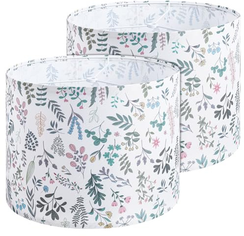 CUTHOLLOW 2er Set Blumen Lampenschirme, Leinen Trommel Lampenschirm