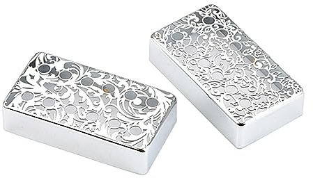 Gitarren-Tonabnehmer-Abdeckung, Blumenmuster, Messing, Metall, Messing, Humbucker, elektrisches Zubehör, Blumenmuster, Bass, Humbucker, Instrumententeil-Dekoration, 2 Stück