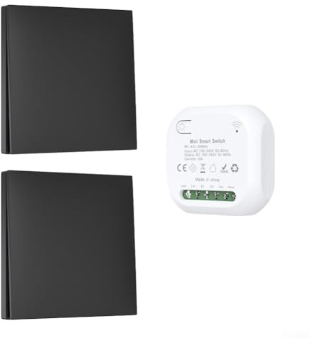 Qualoramall Interrupteur mural électrique sans fil auto-générant à distance étanche pour intérieur et extérieur avec options de disjoncteur (2-1)