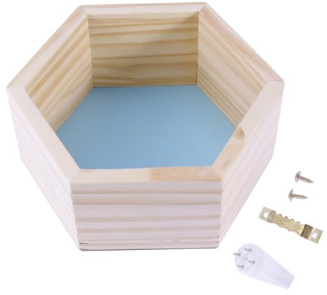 Sechseckiges Holzregal für Wandmontage, Dekorativ für Kinderzimmer | Massivholz, Blau, Modernes Honigwaben Design, Geeignet für Kinderbekleidungsgeschäft und Haus